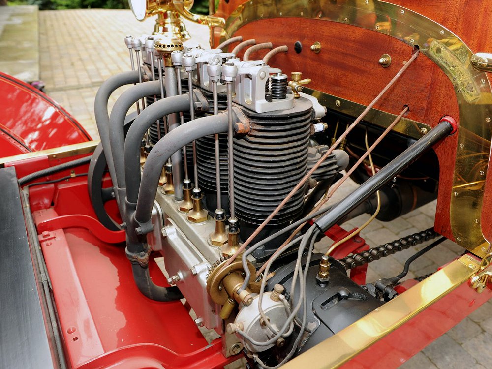 FRANKLIN Type E de 1906 (avec son 4 cylindres OHV transversal) vendue par Bonhams